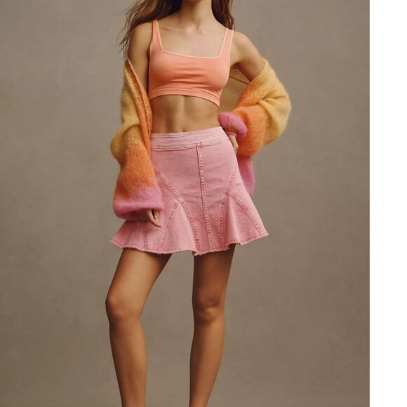 Pilcro Seamed Flared Mini Skirt - Picture 2 of 8